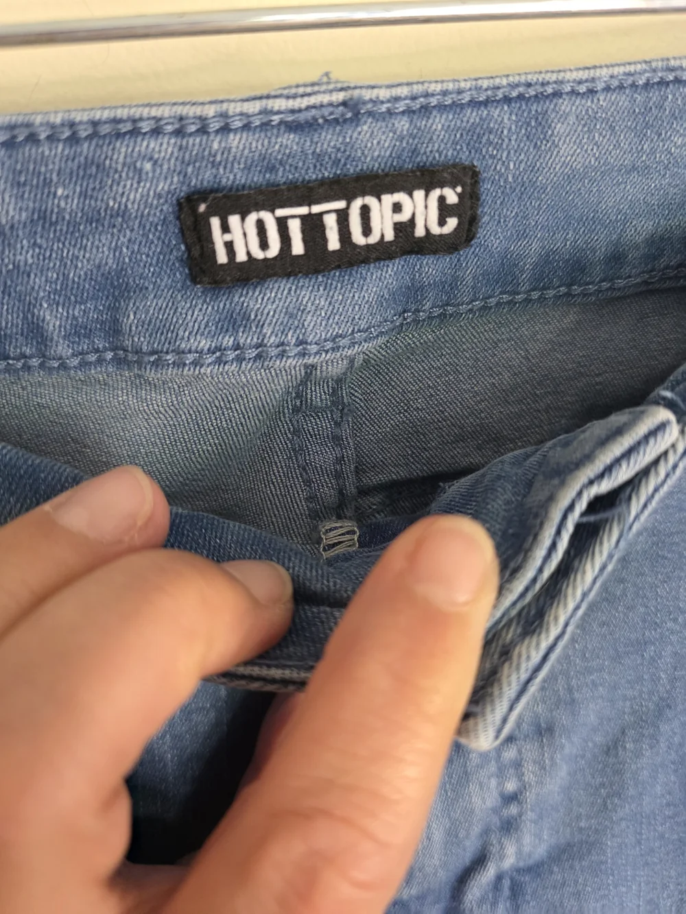 Hot Topic Blue Lace-Up Flare Jeans with White Laces